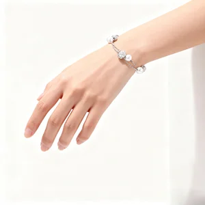 Double-Layered Crystal Imitation Pearl Bracelet Elegant Silver Tone Rhinestone Beaded Jewelry Women Sparkling Party Accessory