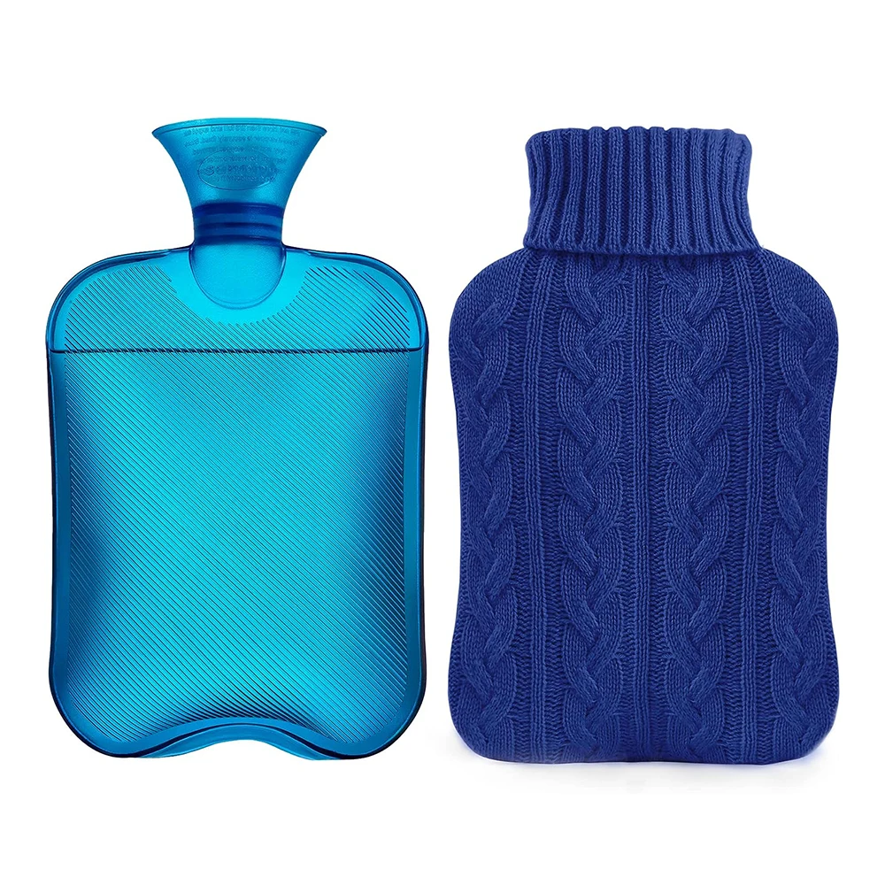 wholesale high-density pvc thickened explosion-proof warm hot water bag transparent knit cover