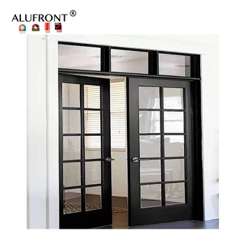 Alufront Modern Double Sash Casement Doors Quiet Soundproof Swing Double Glass Aluminium Alloy Profile AS1288 WERS Certification