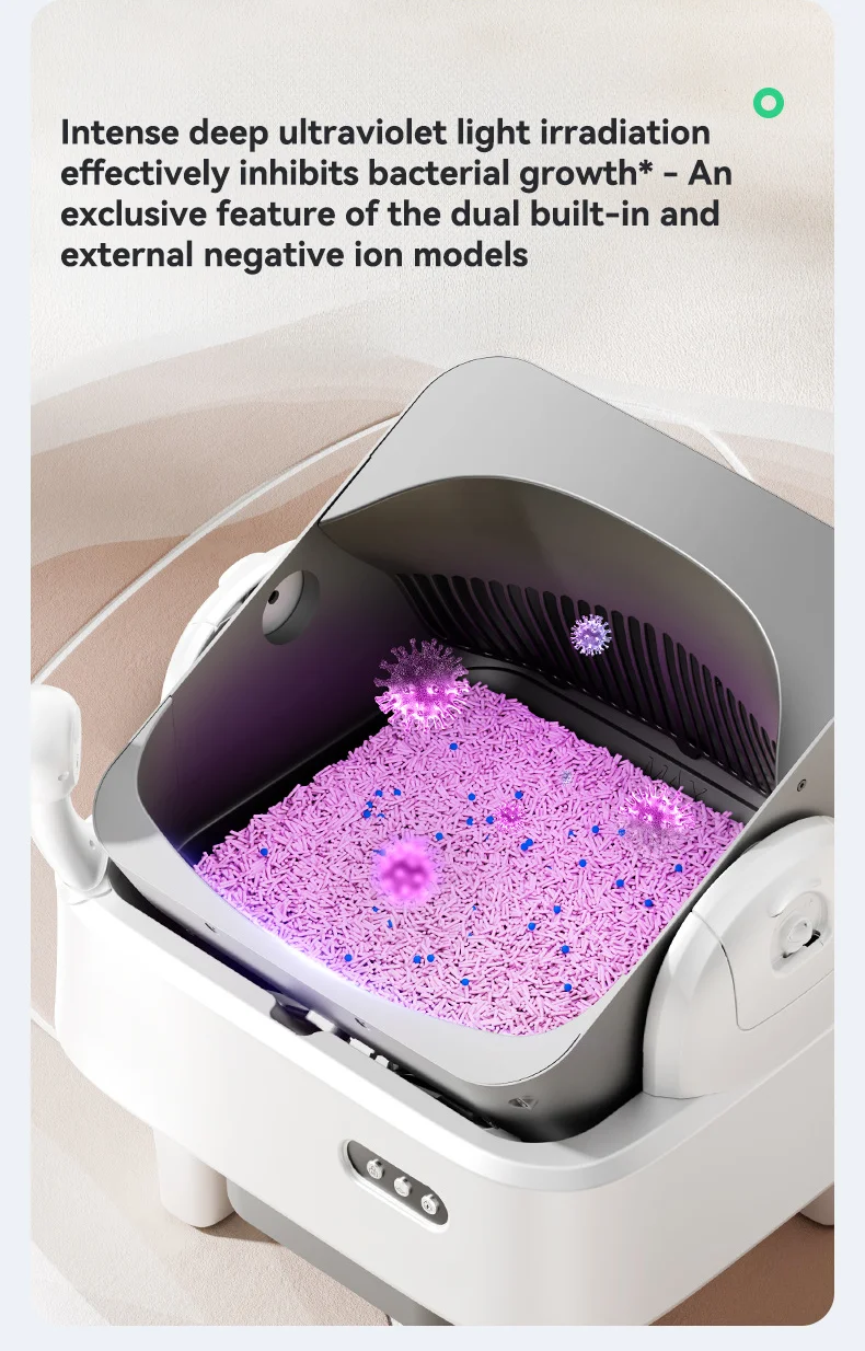 Extra Large Open Smart Cat Litter Box with Dual Negative Ion Deodorizer Automatic Self-Cleaning Anti-Splash Cat Litter Tray manufacture