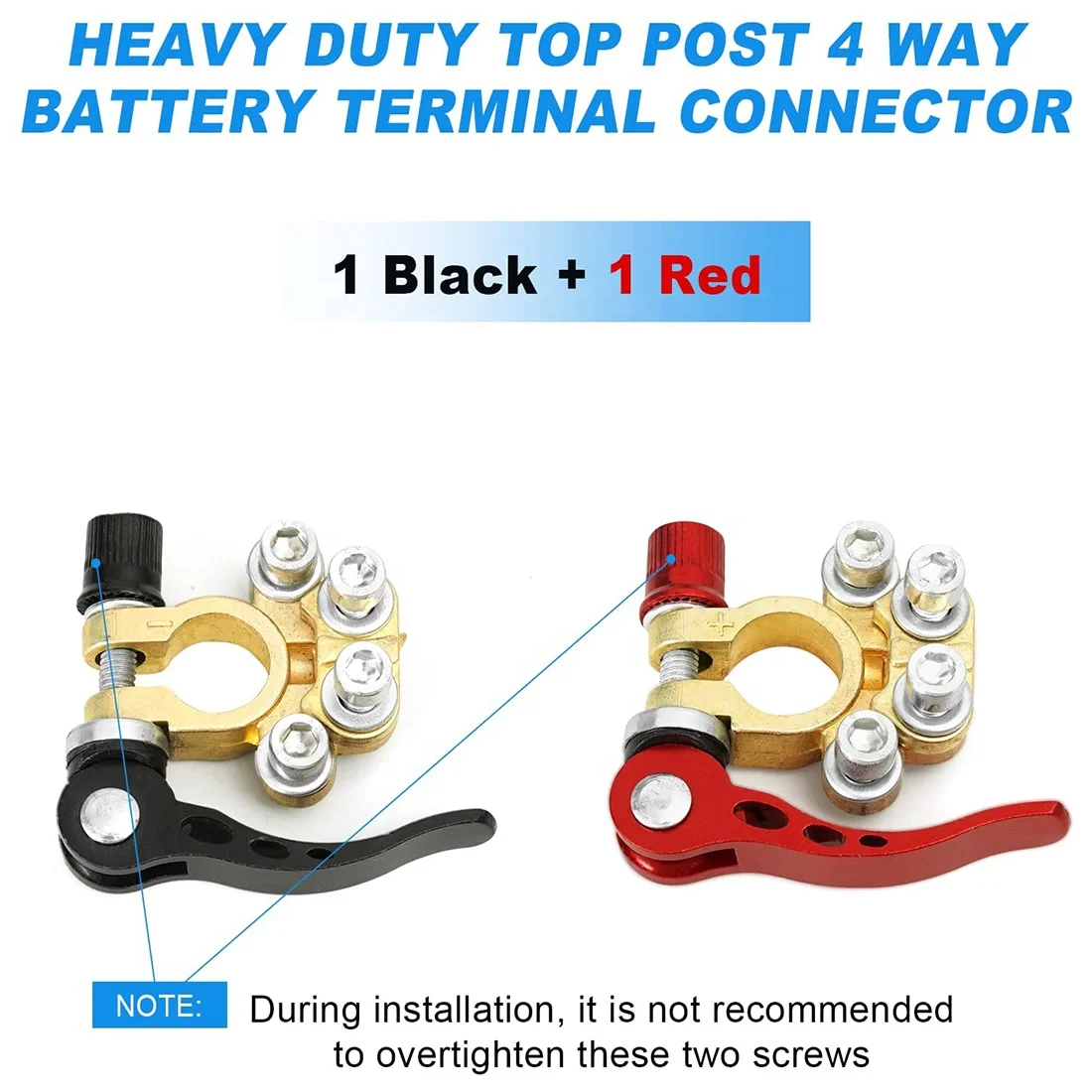 2PCS 4-Way Quick Release Disconnect Battery Terminal Connectors Positive Negative Cable Ends For Sae Jis Type A Posts