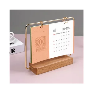 Original Design Customized logo 52weeks Paper Wooden Stand Planner Factory Price Promotion Gift Weekly Monthly Desktop Calendar