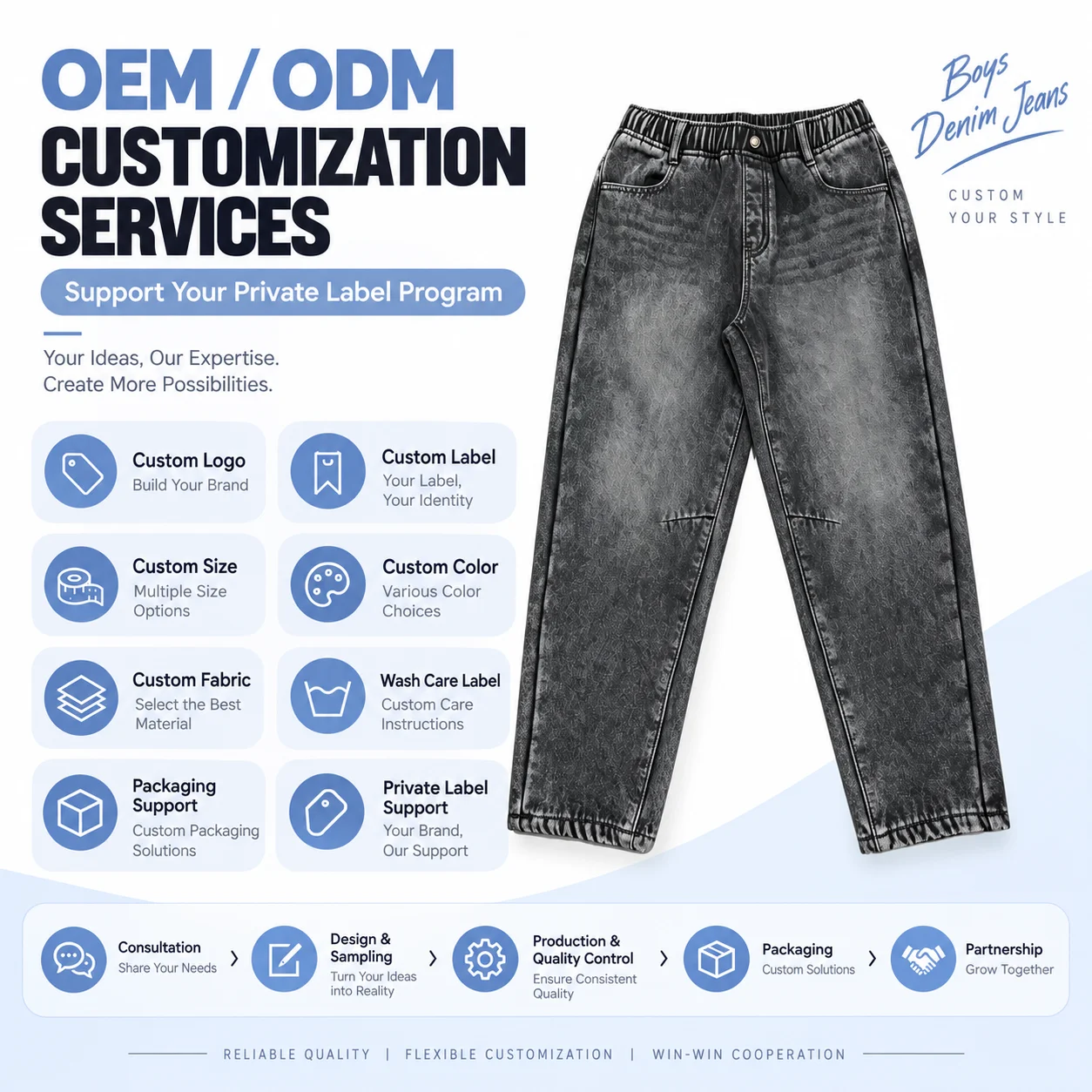 New Latest Design Boy Fit Heavyweight Jeans Latest Trending Best Quality Stone Washed Denim Pants Jeans OEM Service