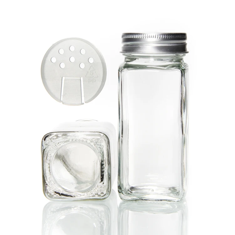 4Oz 120Ml Tiny Clear Spice Jars Bottle Container Square Glass