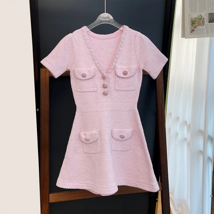 BetterGirl Autumn 2023 new arrivals knitted dress women wool casual short sleeve sweater dress office lady wear