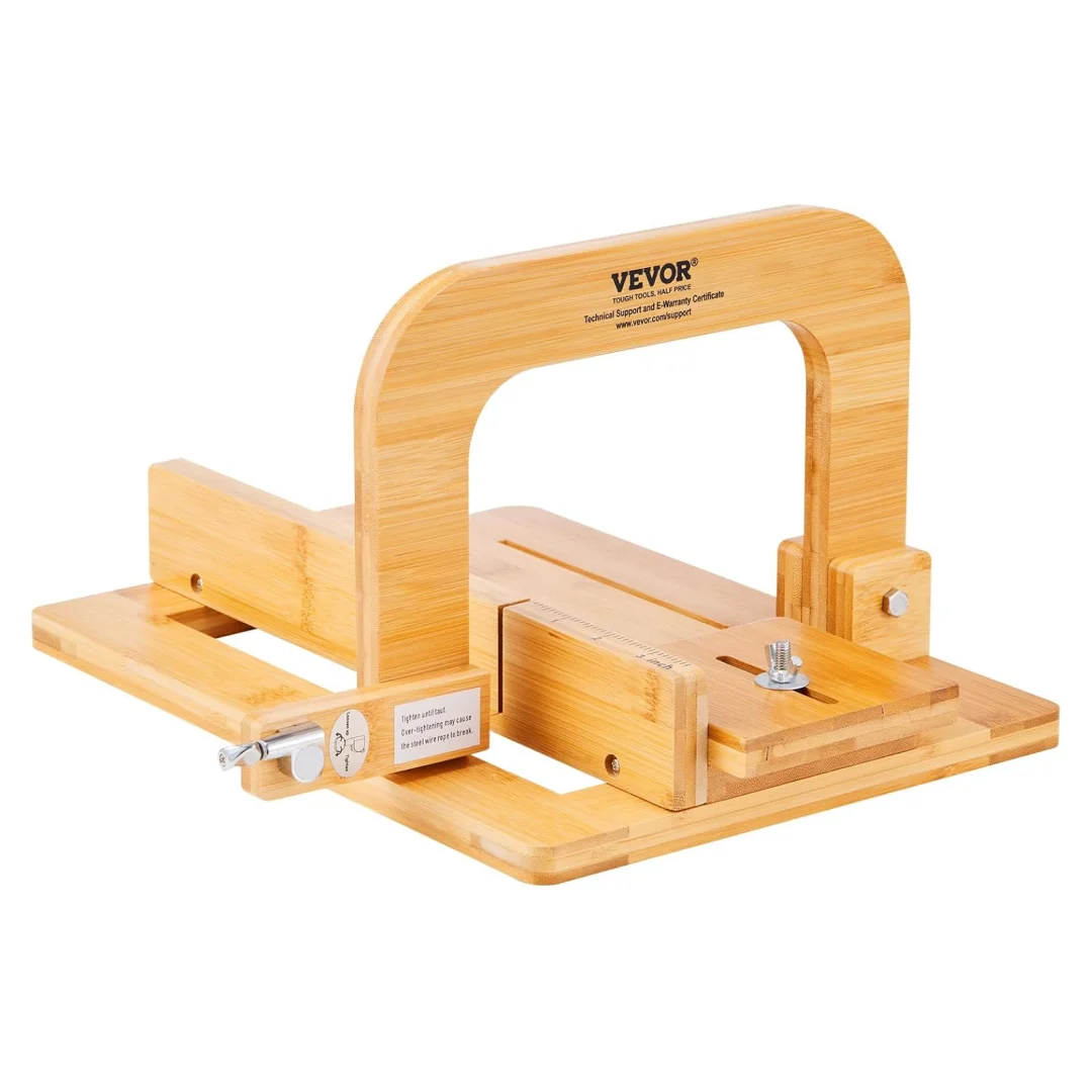 Soap Cutter Bamboo Soap Slicer with Adjustable Stainless Steel Wire, Multi Handmade Soap Wire Cutter DIY Making Cutting Tool