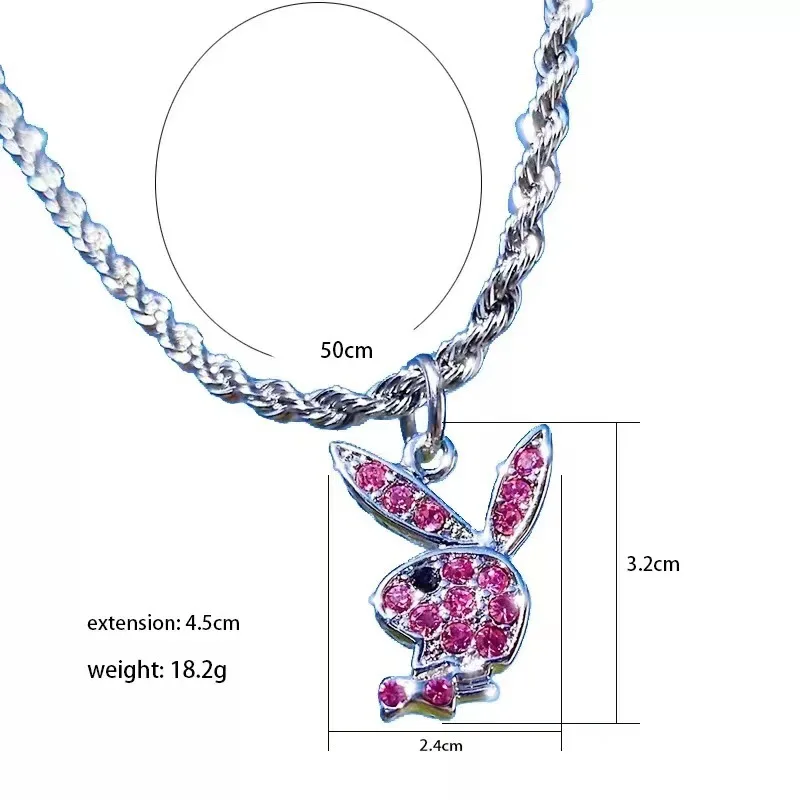 Hip Hop Fashion Rabbit Necklace - Stainless Steel & Zircon