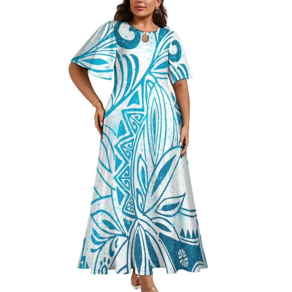 2024 New Fashion High-End Custom Pattern Polynesian Tribal Dress Samoa Tattoo Party Retro Style Floor-Length Dress