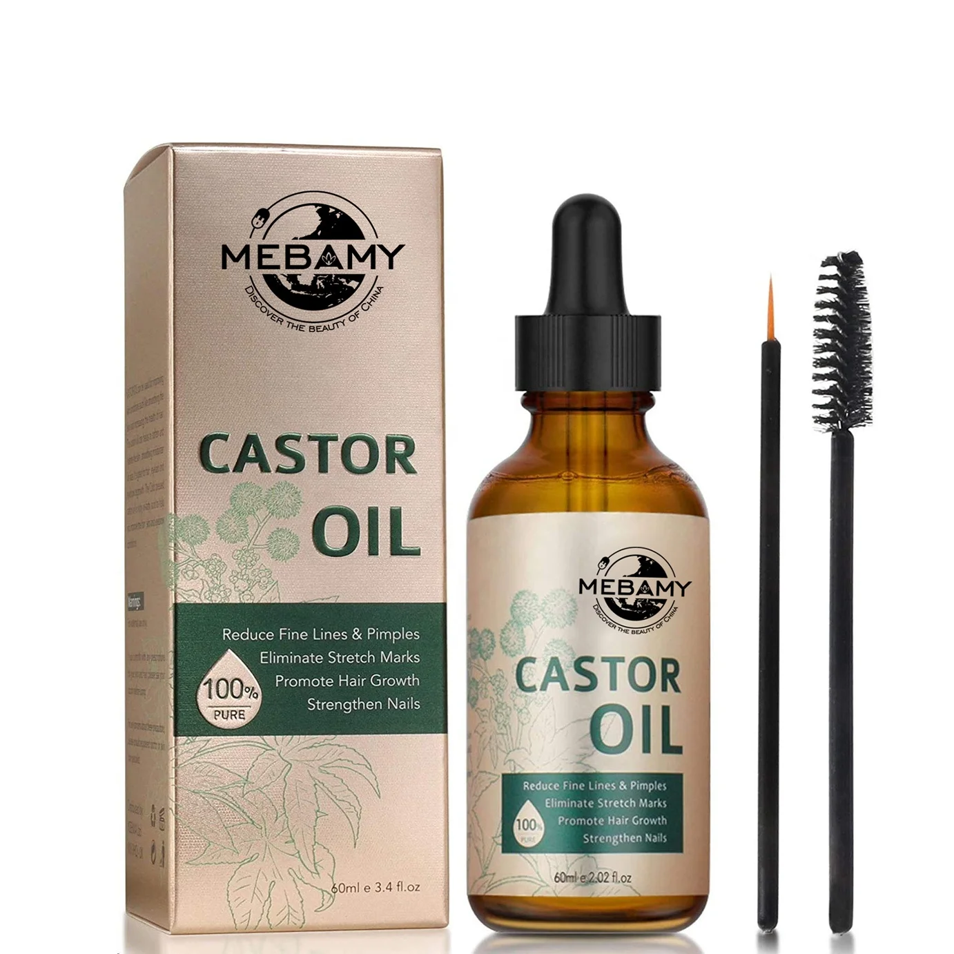 Фирменная торговая марка 100% чистое органическое касторовое масло для роста волос ресниц
