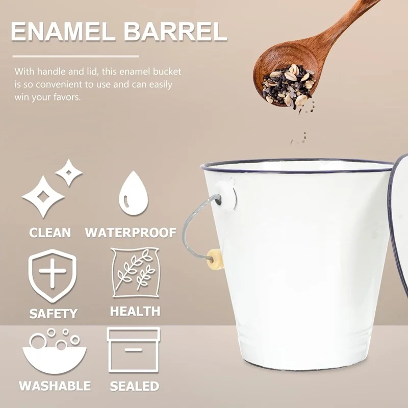 Eco-Friendly Custom Color Logo Printing Storage Ice Water Bucket Metal Enamel Carbon Steel Metal for Home Kitchen Use