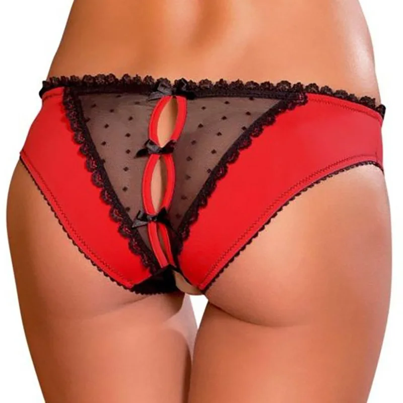 Wholesale Open Crotch Sexy Lingerie Hollow Lace Low-rise Crotchless Panties  for Women