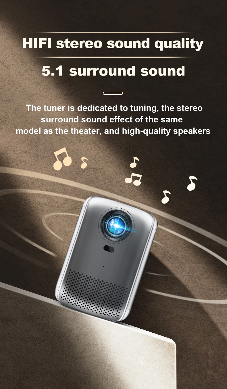 Wireless Projection Small Video Projector 5.1 Surround Sound Native