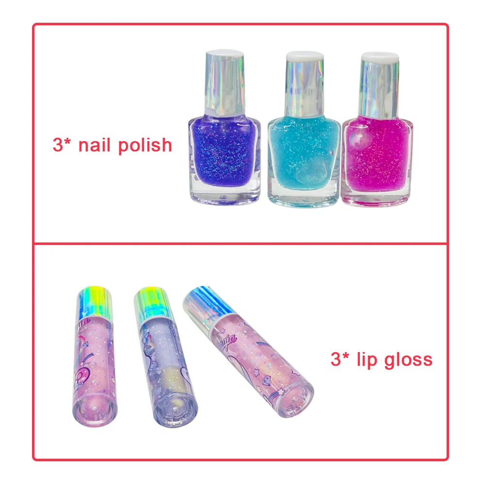 Нетоксичный милые шелушиться розовые блестящие плиссированные шорты для детей блеск для губ Лак для ногтей красоты Набор для макияжа комплект для детей
