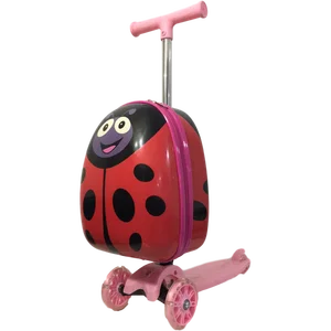Custom Design 16inch Airport Travel 3d Trolley Children Foldable Kids Kick Suitcase Scooter Luggage