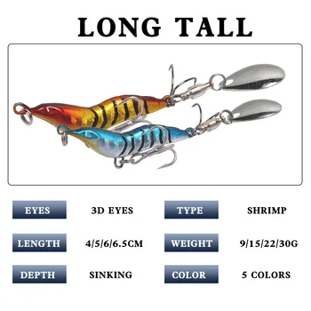Long Casting Full Attack Shrimp Metal Fishing Lure VIB Blood Slot Chicken Claw Hook Rotating Spinnerbait Simulation Bait – Metal Jig – view 4