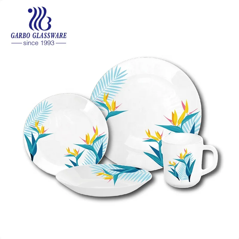 GARBO Opal Glassware Set Durable, Eco-Friendly Dinnerware