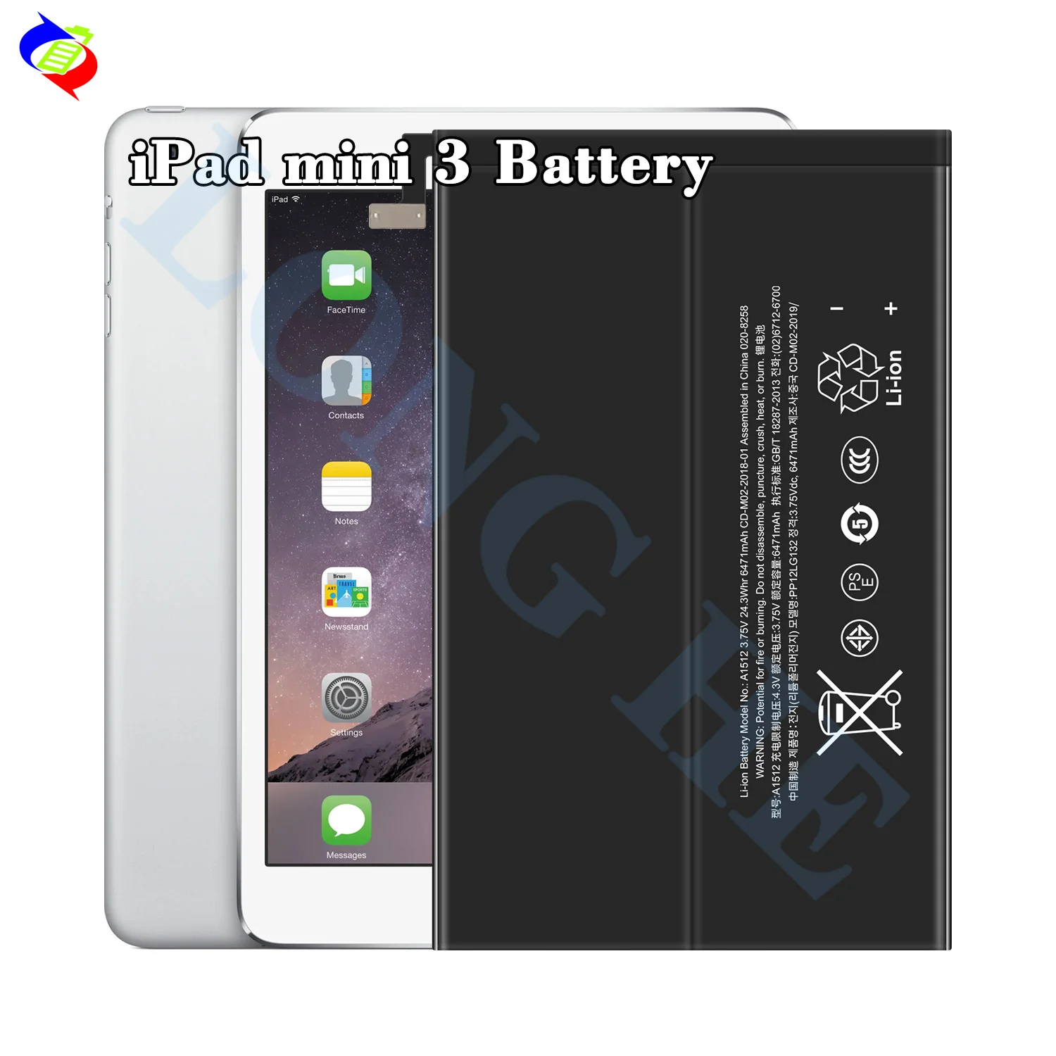 Bateria de 6471mAh A1489 A1490 A1491 A1599 A1560 A1512 para iPad