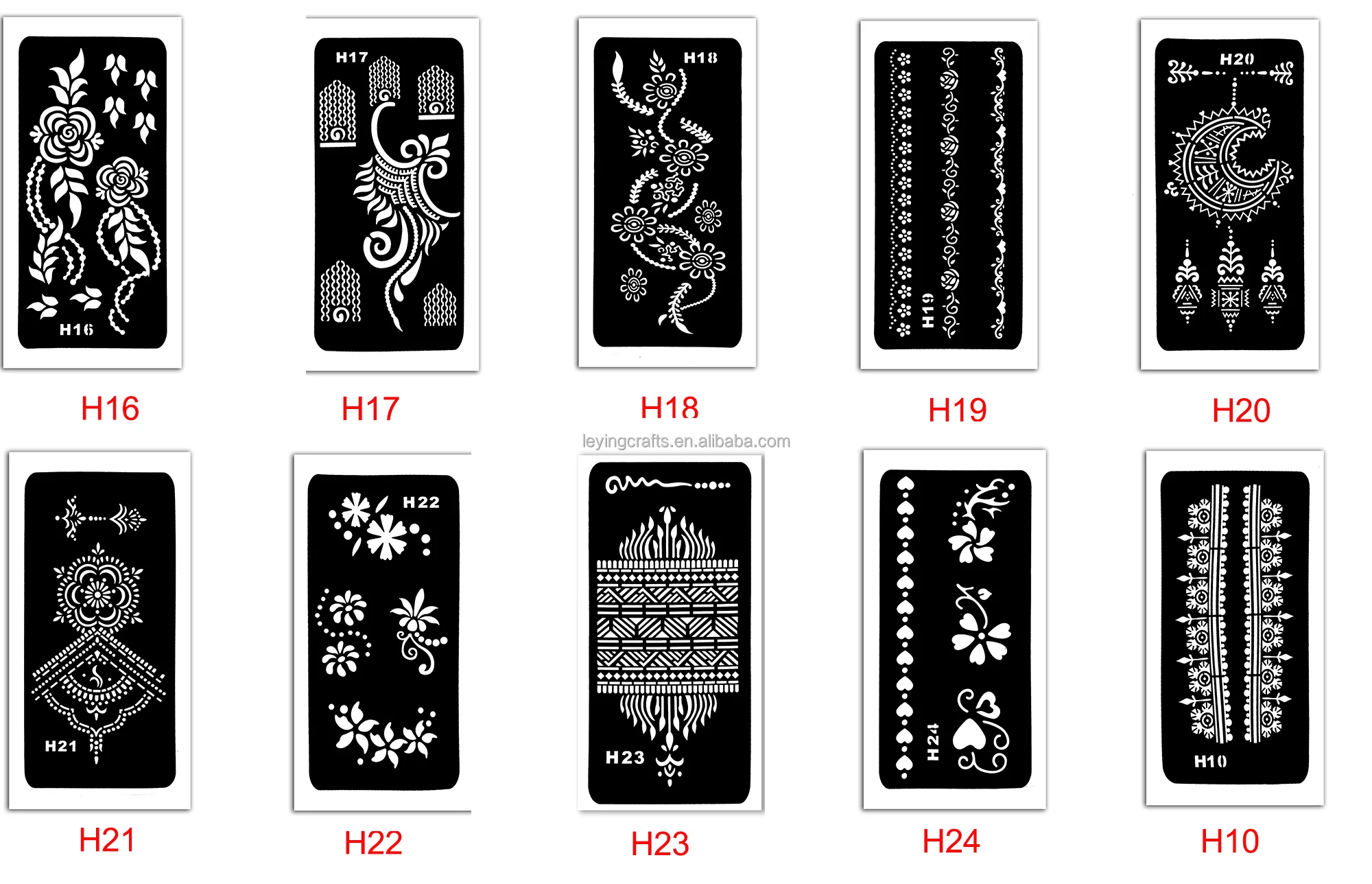 2023 New Custom Airbrush Henna Stencils Sticker Black Hollow Tattoo