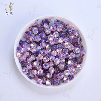 OPL Light Rose AB Factory Wholesale Crystal Multicolor Hot fix Rhinestone SS6 SS10 SS16 SS20 SS30 Making For Rhinestone Dress