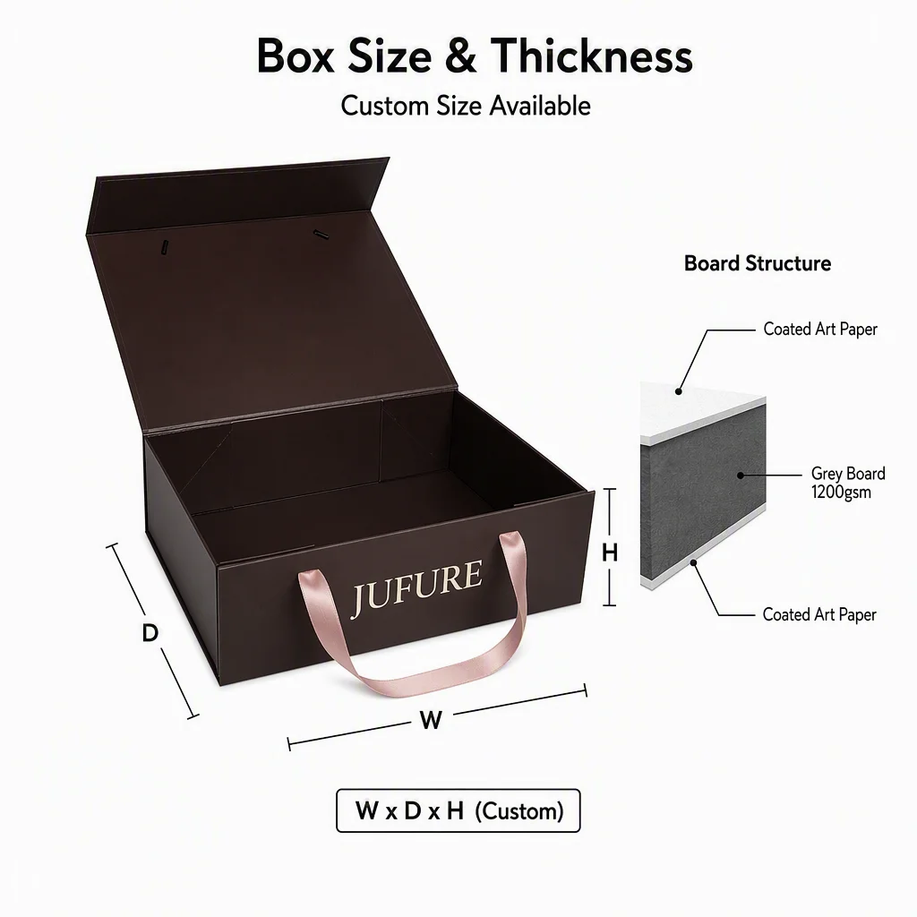 Custom Magnetic Folding Box with Ribbon Handle for Apparel Brand Packaging Gift Box