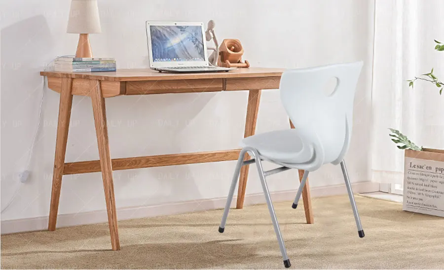 Stackable Household Chair With Thick Seat Metal Frame Office Chair Ergonomic Leisure Chair For Living Room Kitchen Dining