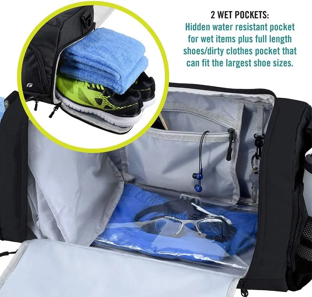 Dry and Wet Separation Holographic Sport Gym Travel Duffel Bag with ...