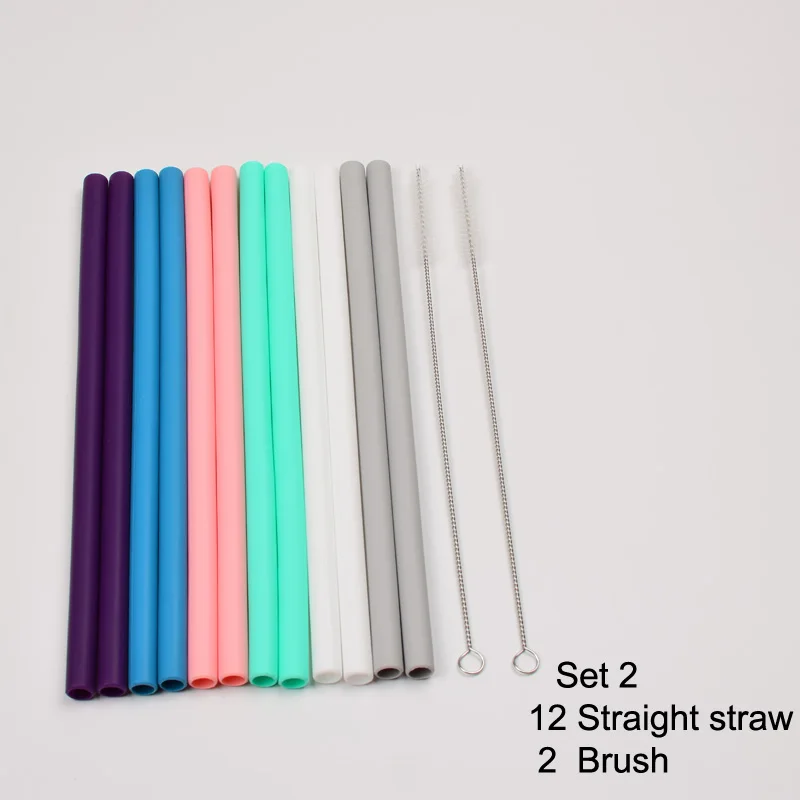 Tegion 12 Inch Extra Long Reusable Silicone Straight Straws for