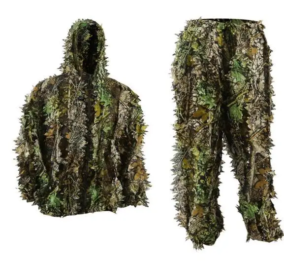 Conjunto de roupa camuflada biônica de folhas verdes e táticas de sniper,  roupa militar de algodão para caça, primavera e outono - AliExpress