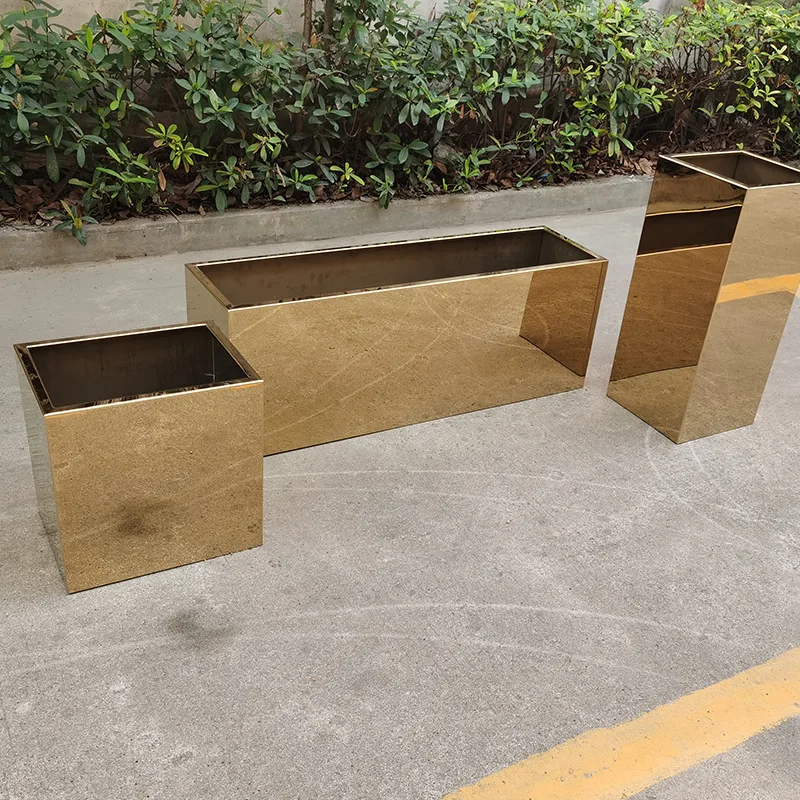 Gnstiger Groer Outdoor-Blumenkasten aus Edelstahl, Goldene  Metall-Blumentpfe, Klassischer Corten-Stahl-Blumenkasten| Alibaba.com