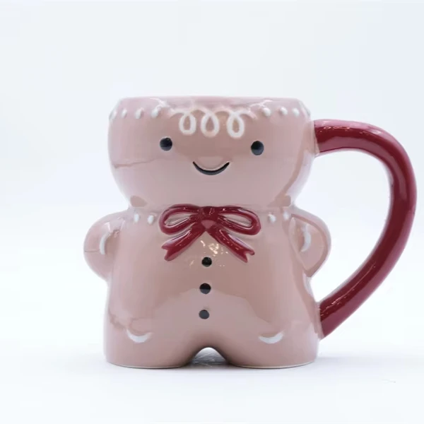 Výrobní velkoobchod: vlastní kávová hrnek na vánoční svátky, dárek s vlastním logem, glazovaná porcelánová figurka v podobě perníčku, hrnek v neobvyklém tvaru