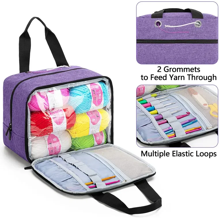 Small Crochet Kits Yarn Portable Storage Carrying Bag Yarn Organizer ...