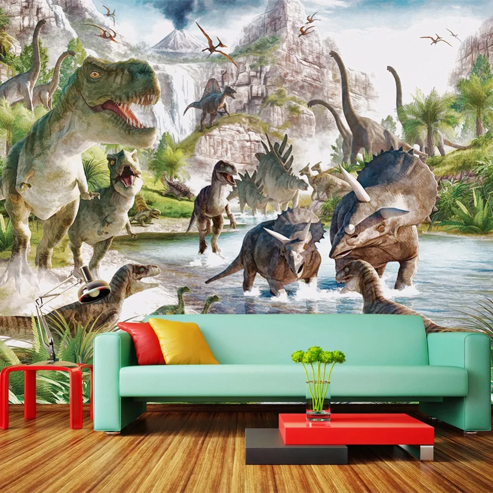 3D Jurassic Dinosaur Break Wall Wall murals wallpaper Home Decor 