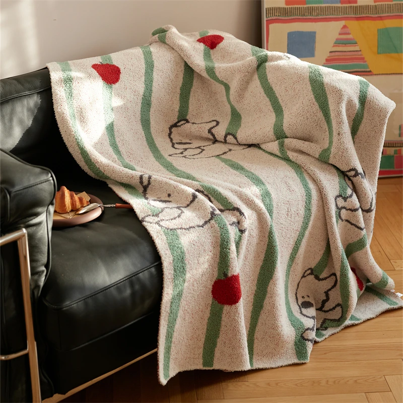 product krk jacquard knit throw blanket  super soft cartoon dog warm cozy reversible fluffy fuzzy plush blanket for home couch bed-60