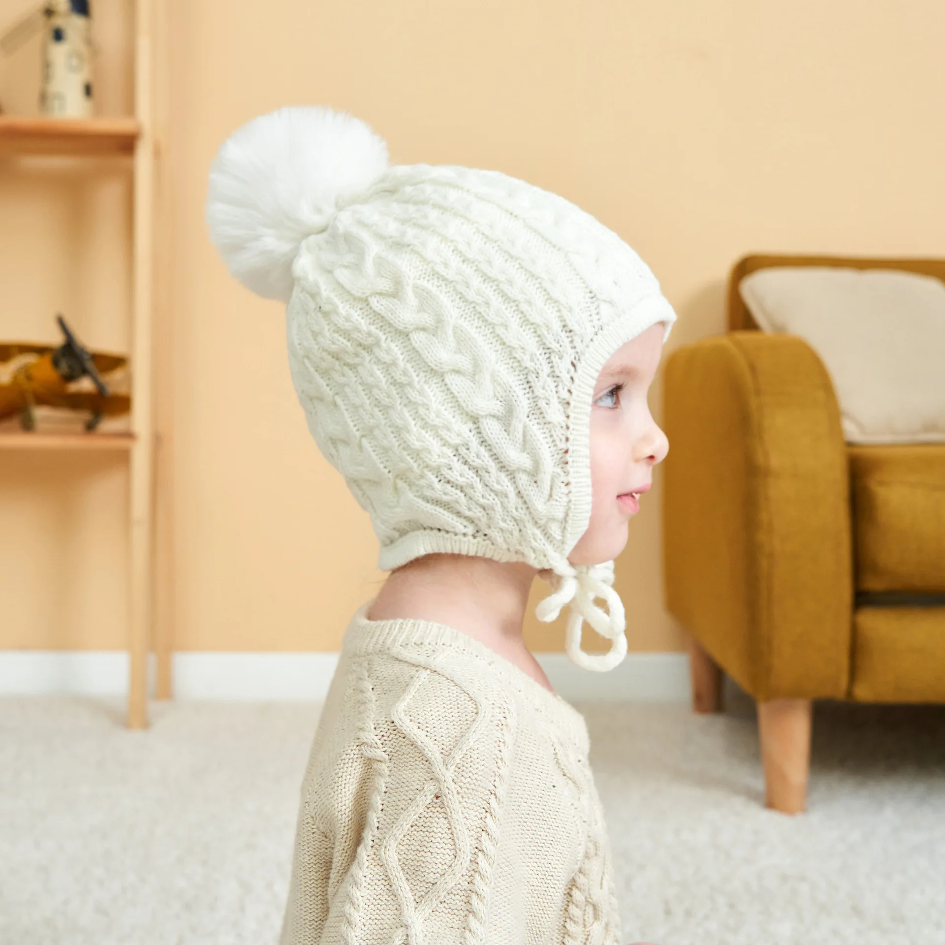 Yiwu Yiyuan Garment Winter Hats for Babies Knit Twist Pattern Baby Crochet Hats  Earmuffs Bind Infant Baby Stylish Hats