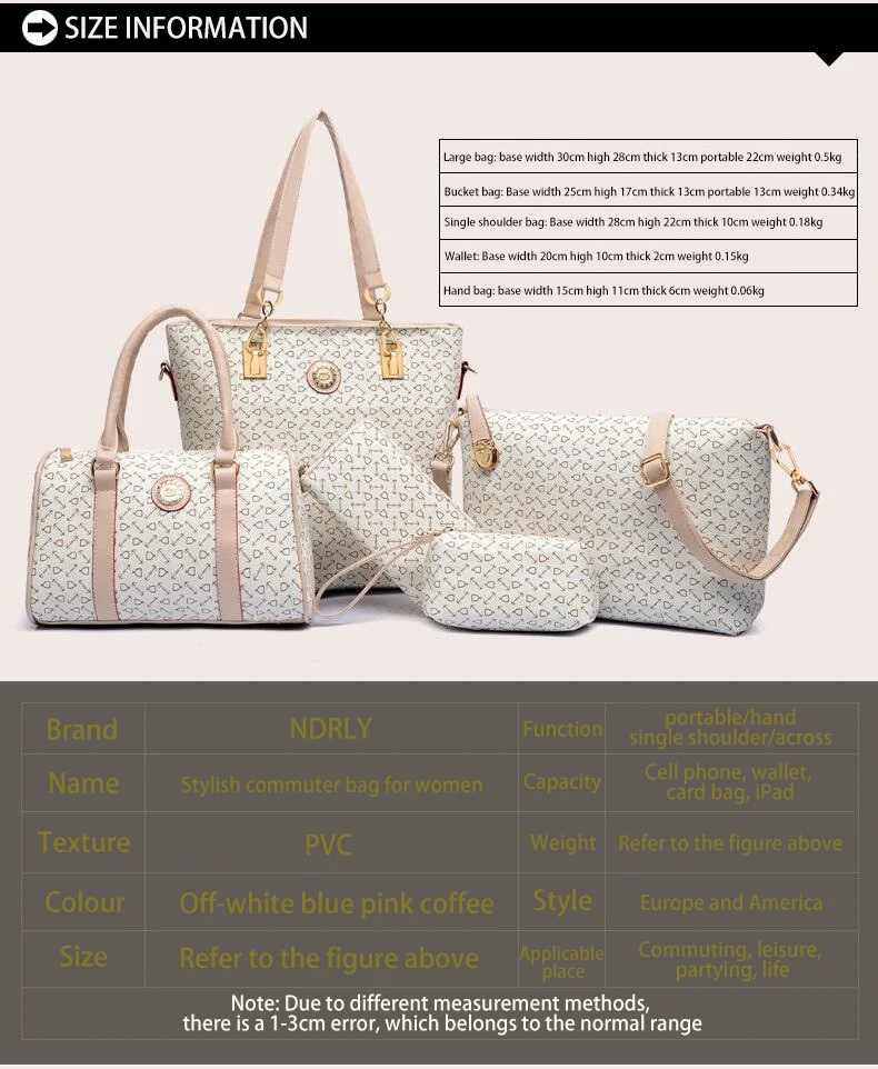 New Ladies Handbag Set Handbags Set For Women Lady Bags 6pcs Women