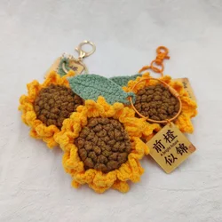 Sunflower Crochet Flower Bag Charm Keyring Knitted Flowers Keychain