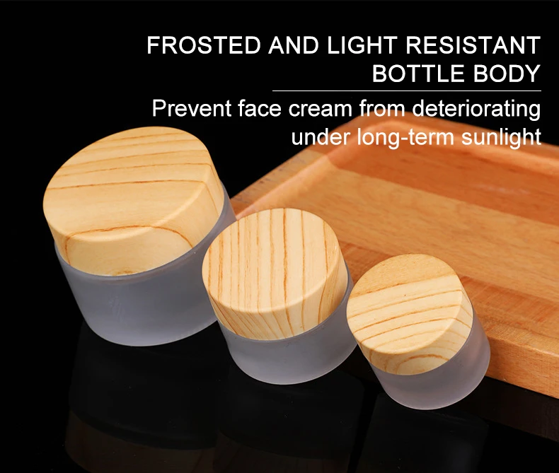 frosted glass jar with bamboo lid