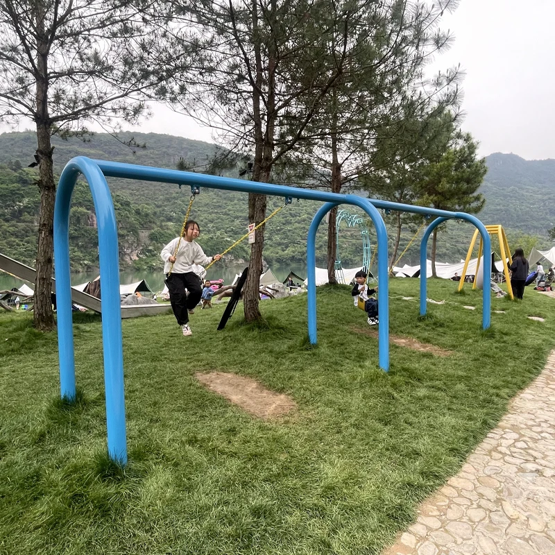 Outdoor Adult/Child Swing Set with Metal & Plastic Material for Community Parks School Playgrounds Trampoline Parks