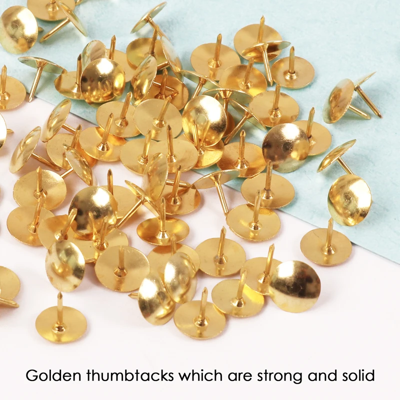 Foska Office Use Golden Metal Thumbtack Pins Stationery for and School with White Board