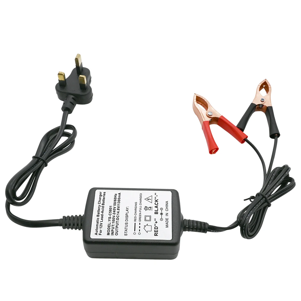 12V 1A SLA ATV Wet AGM GEL Cell Battery Charger for Motorcycles  Lawn Mowers Batteries Reverse Polarity Protection