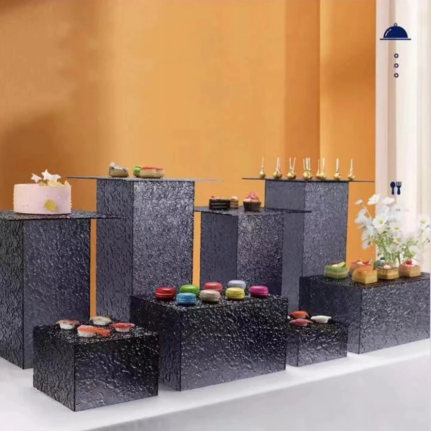 Alzate Per Buffet In Acrilico - Set Da 6 Pezzi Nidificabili Bianchi - Foto 4