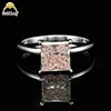 Pink Princess Cut 18K White Gold Engagement Ring