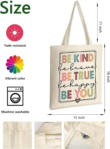 Book Lover Tote Bag – Cute Reusable Canvas Shopping Bag With 'I'm All Booked' Print, 13.78x15.7 Inch Cotton Tote For Women - View #4