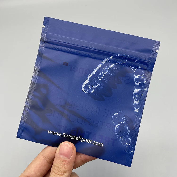 Aligner Packaging Zipper Bag Orthodontic Packaging Bag Frosted One Side Transparent Matt Mylar