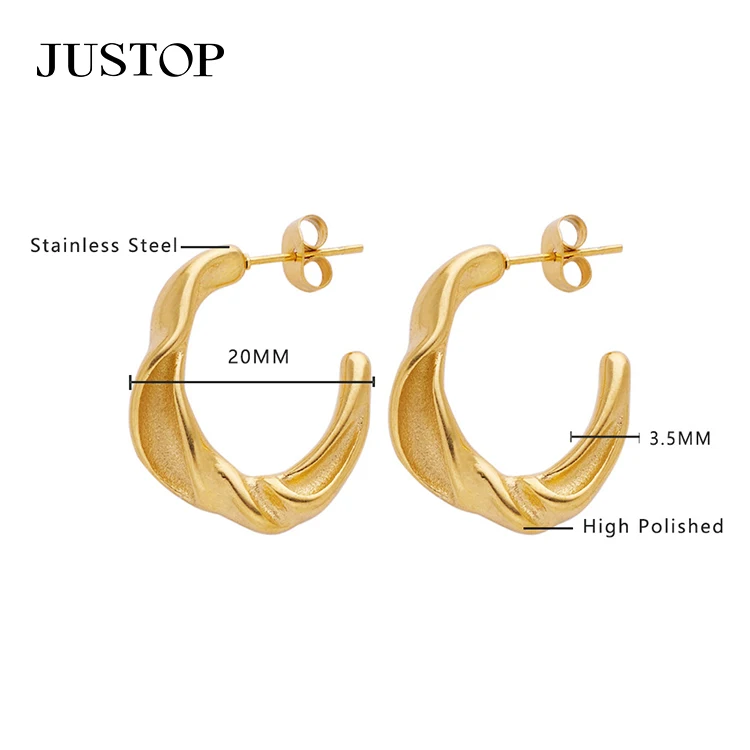 Luxurious Hoop Filled Gold Earrings 18k Gold Plated Hypoallergenic