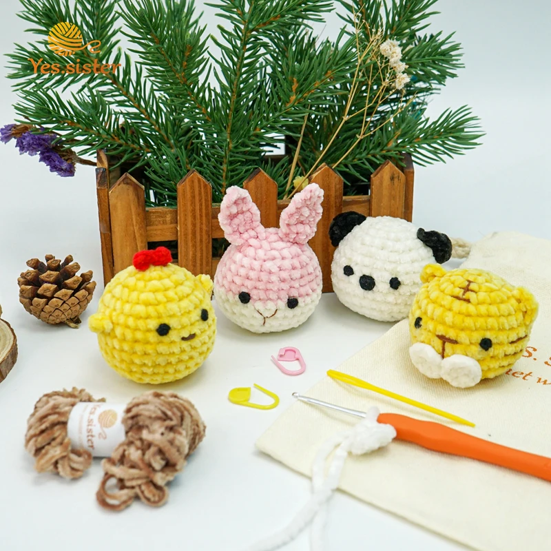 Mini Diy Crochet Animal Kits With Crochet Hooks Yarn Set Toys Hook De