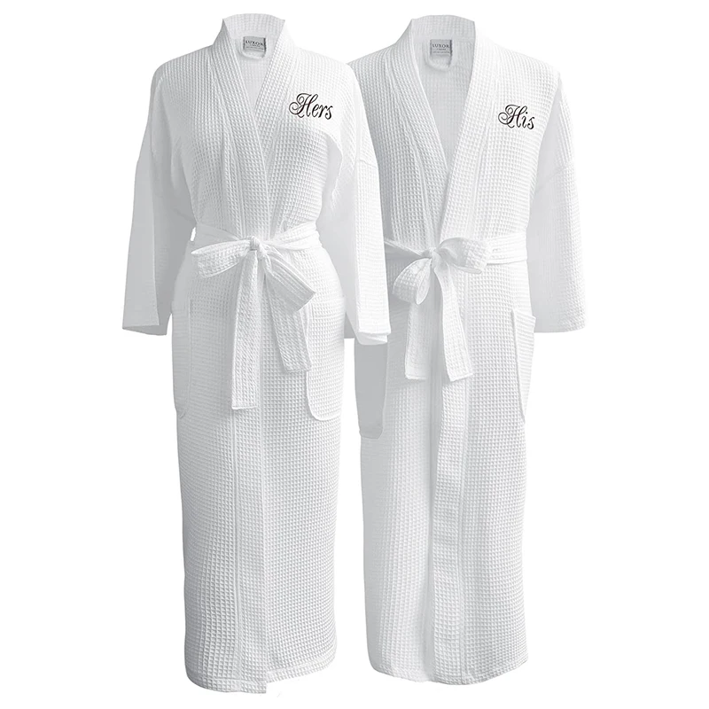White Hotel Bath Robe Cotton Towel Bathrobe Slippers Set Unisex