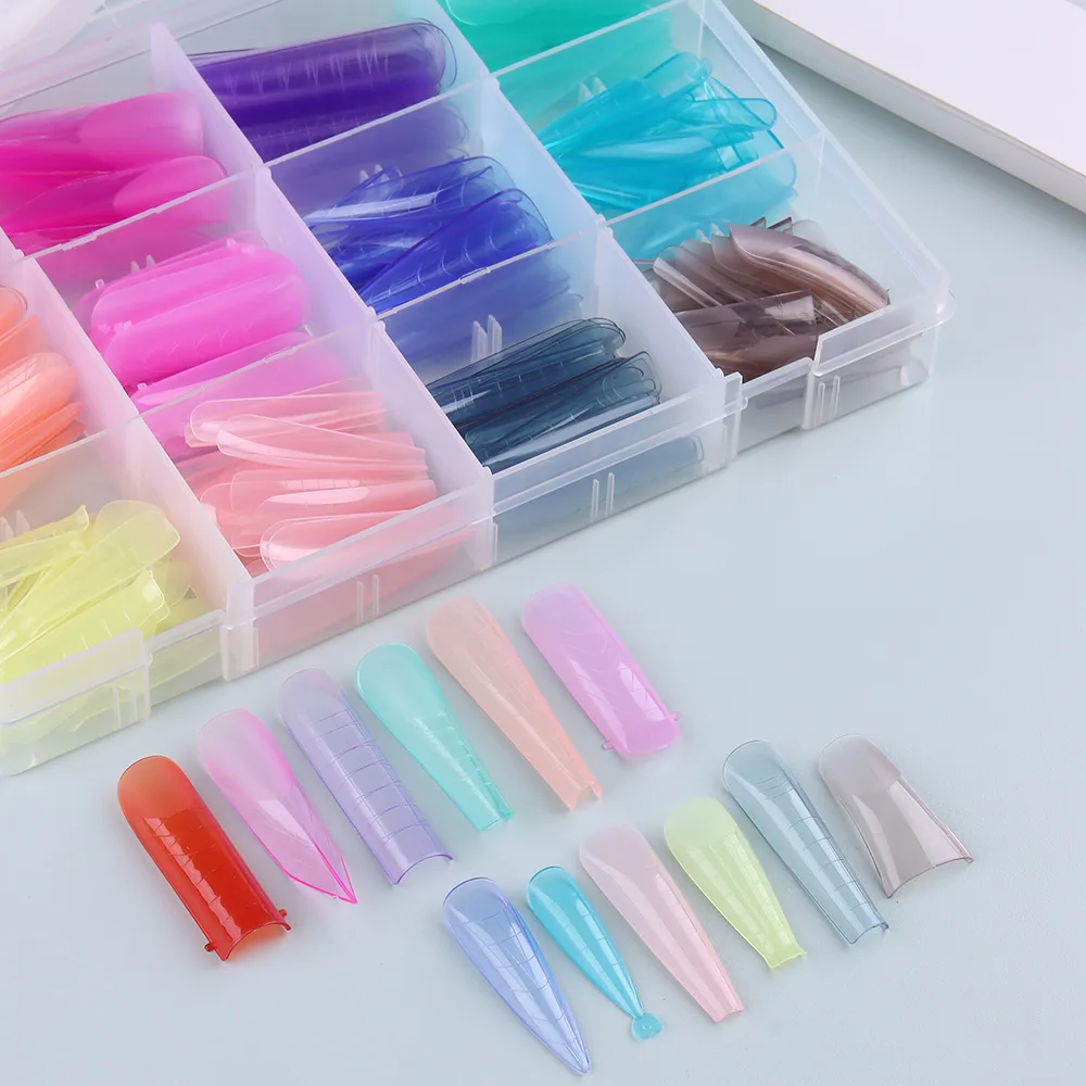 288Pcs High Quality Transparent Nail Forms Full Cover Colors 12 Styles Nail Dual Forms French Pink