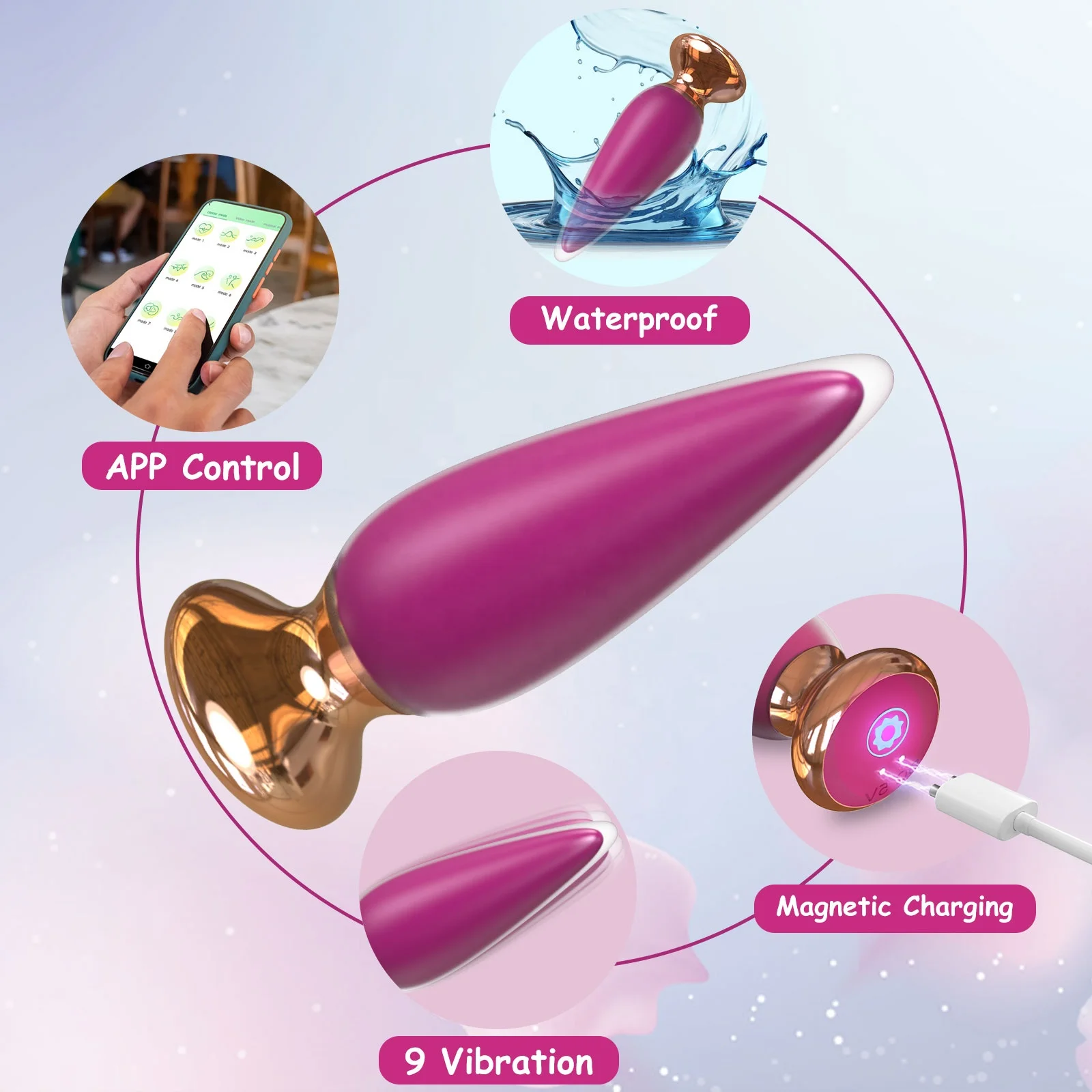 App Remote Control Silicone Butt Plug Vibrating Ball Anal Plug Waterproof Rechargeable Anal Vibrator Sex Toys Prostate Massager