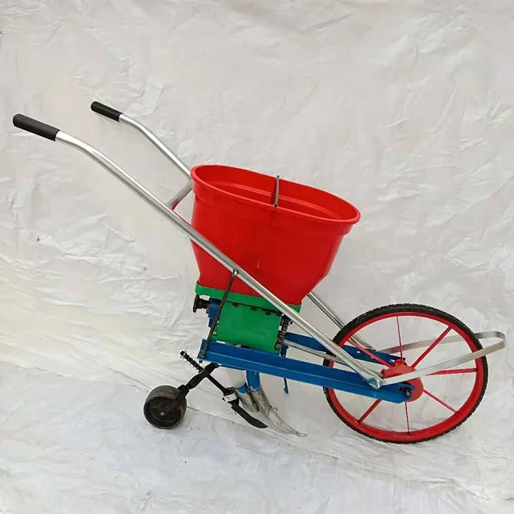 Hand Pushed Corn Bean Planter with Fertilizer Maize Soybean Sorghum Wheat Seeder Manual Seed Planter